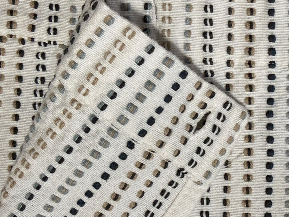 Woven Embroidered Stripe Shower Curtain Ivory Brown Black Neutrals Fabric Cotton